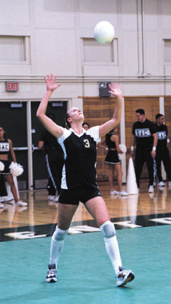 Image: Volleyball team falls to No. 16 BYU in nonconference match, remains on top in Big Sky :Photo By Levi Ziller/State HornetSophomore Kazmiera Imrie steps into her serve against Brigham Young University last Thursday.: