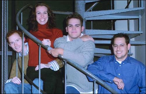 Image: Playrights Theatre to feature drama Burn This Nov 21:Burn This cast, from L to R: Jamie Price (Larry), Olivia Johansson (Anna), Justin Pickersgill (Burton) and Eric Esquer (Pale). Photo courtesy of Linda Martin.: