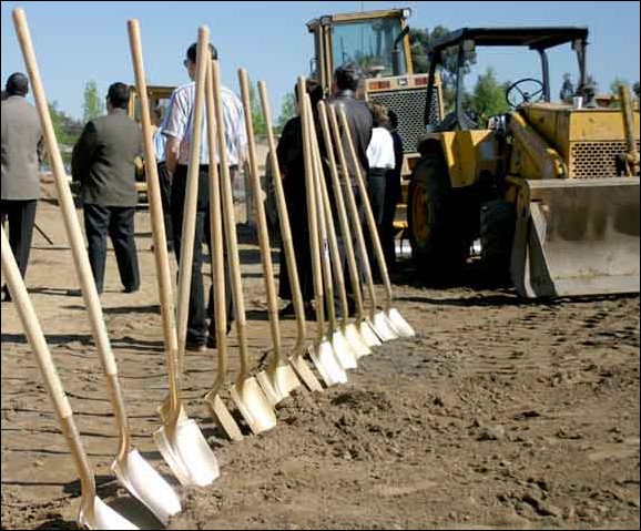Image: Ground breaking ceremony welcomes CPR back to campus:Shovels line the dirt around the site located near Folsom Boulevard and State University Drive East. Jason Lehrbaum/State Hornet: