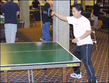 Image: International table tennis icons showcase skills in Union:Senior Dhadhie Rachmadi is president of Sacramento States table tennis club. As a teen, he played professionally in Indonesia.Photo by Gerylyn RojoState Hornet: