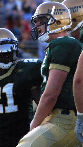 Image: Hornets try to break Cal Poly's undefeated home record:Hornet quarterback Ryan Leadingham will lead the Sac State offense against Cal Poly. Photo by Jennifer AntoniouState Hornet: