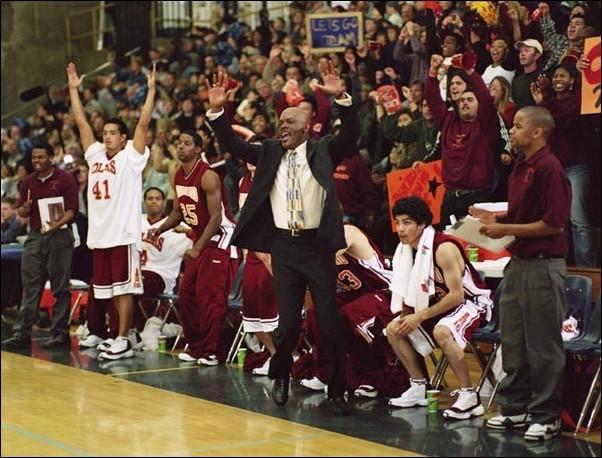 Image: Urban hoops flick formulaic:Samuel L. Jackson, center, stars in Paramounts latest release, Coach Carter.Photo courtesy of Paramount Pictures: