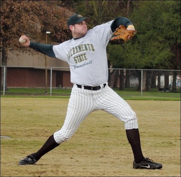 Image: Baseball healthy for 2005:Senior Brandon Hall is part of a veteran rotation.Photo by Jamie Gonzales/State Hornet: