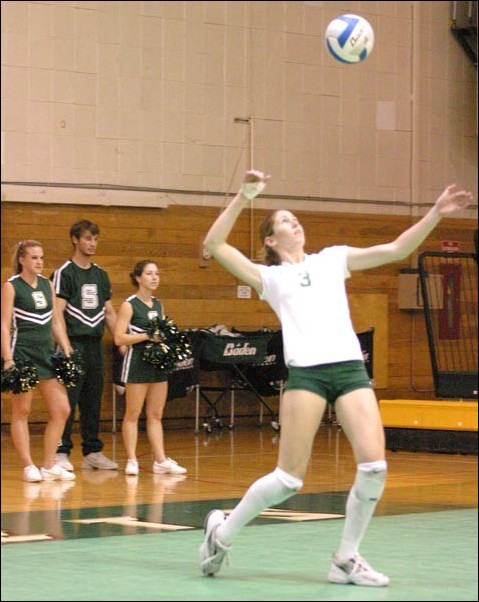 Image: Bears get the broom:Doug EdensState Hornet Senior Atleee Hubbard sets up for a serve Thursday night at the Hornets Nest. She led both teams with 15 kills and 17 digs.: