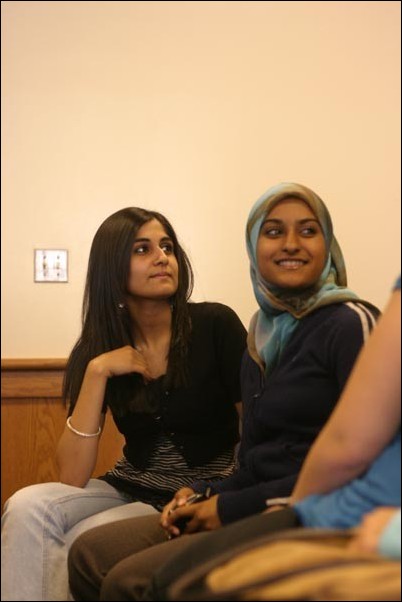 Image: Hostels a cheap way to travel, meet new people:Photo by Jessica Donofrio/The State HornetArzoo Mojadedi, left, and Sanaa Subjani attend the Thursday meeting of the Muslim Student Association, an ice cream social, in the University Union Summit Room.: