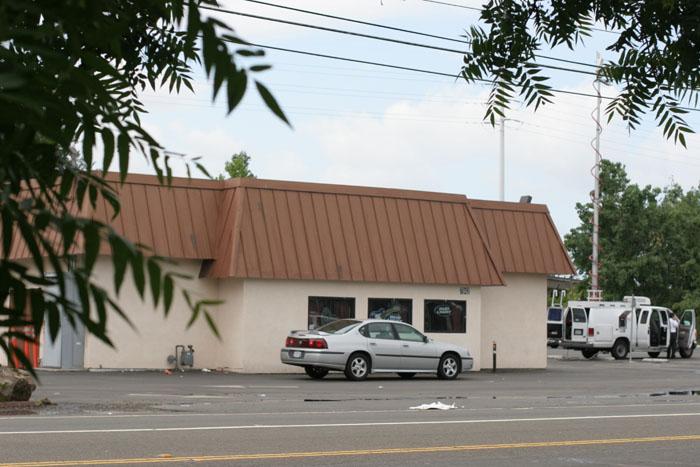 The parking lot of the Library Eats and Drinks near where the shooting took place Wednesday morning at 12:58 a.m.: