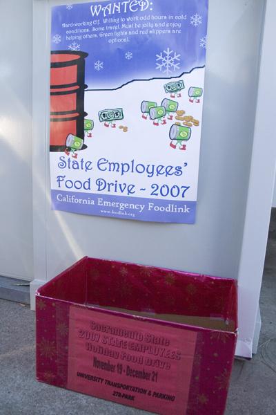 The 2007 Employees Food Drive has over 40 drop off locations around campus.: