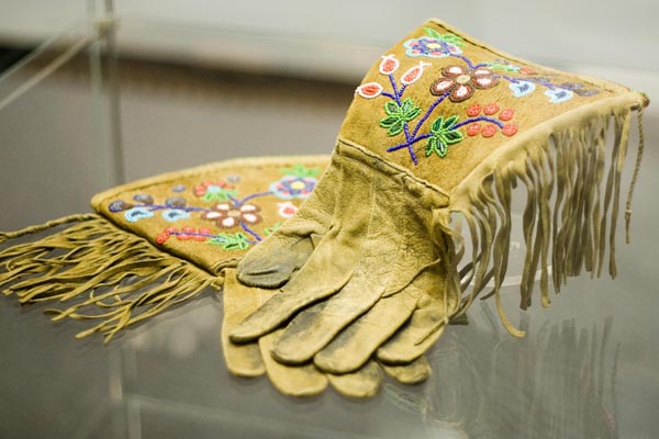 Beaded gloves like this pair, which date back to the 1800s, were just some of the artifacts on exhibit at the museum.: