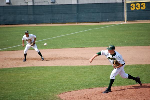 Pitcher Brandon Sandoval throws a pitch to the Aggies during the game versus UC Davis on Saturday.: