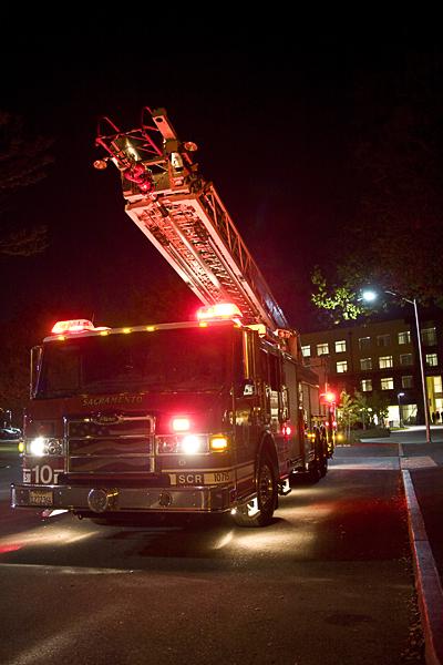 False fire alarm causes flooding in dorms:Sacramento Metro Fire crews responded to a false fire alarm in the American River Courtyard residence halls Monday night. :Jesse Sutton-Hough - State Hornet