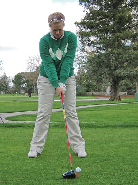 womensgolfsacstate:Shutler prepares for her drive on a hole. Shutler set a school record last year for the lowest single-season average. She maintained an average of 76.31 strokes throughout 26 rounds. The team looks to rebound after a rough start.:File Photo