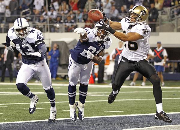 new orleans saints:New Orleans Saints wide receiver catches a ball during a game against the Dallas Cowboys.:Courtesy of McLatchy Tribune