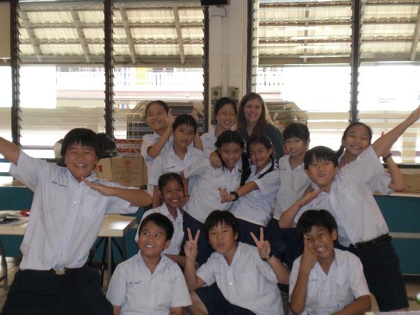 Thailand :Sacramento State alumna Erin O?Brien poses with her students at the Chitralada Royal Palace School.:Courtesy Photo 