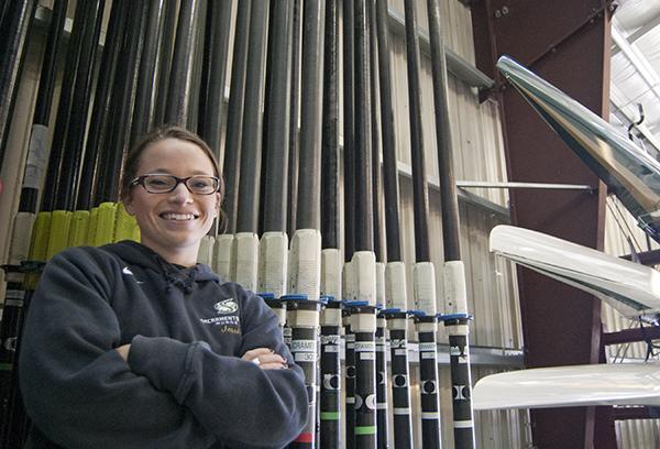 jessa carlson rowing:Senior coxswain Jessa Carlson is considered the captain of her team?s boat during meets.:Robert Linggi - State Hornet