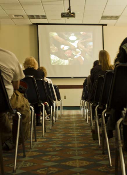 Spectators watched films about Palestinian lifestyles at the first Palestine Film Festival at Sac State.