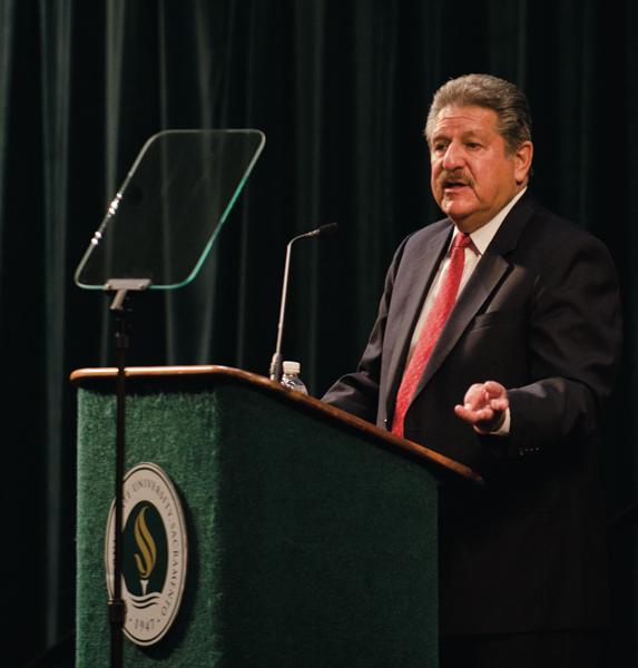 During the 2011 Fall address CSUS President Alexander Gonzalez
talked about the university’s need to publicize it’s success
stories, and prepare for the future of education.
