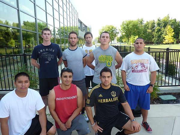 
Sacramento State’s wrestling club takes picture after
practice at The Well. There are 18 members in the
club.
