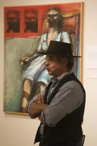 Malaquias Montoya stands by his interpretation of an
execution. 
