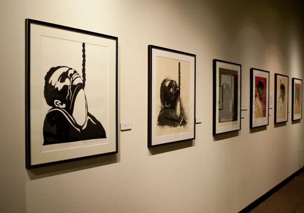 Pieces from his exhibit are displayed in the Sac State Library
Gallery Annex He used a variety of mediums including acrylic paint
and charcoal.
