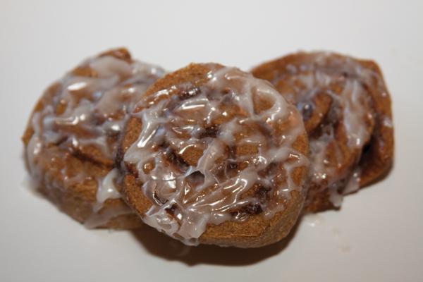 
Daniels’ pumpkin cinnamon rolls receive glaze after cooling
off.
