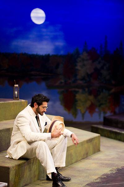 
Dorn, played by Jimmy Sidho, contemplates a
conversation with another character during “The Seagull” dress
rehearsal. 
