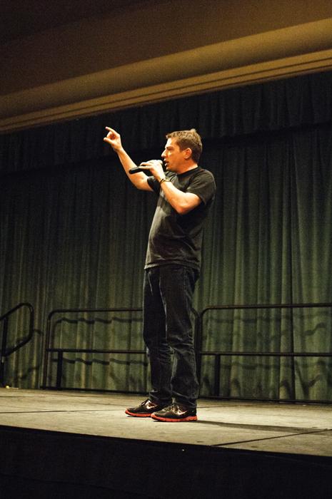 Seth
Grahame-Smith talks to Sacramento State students about the changes
in his life that have happened in the last three years, since he
has produced a show on MTV and written 2 top selling
novels.
 
