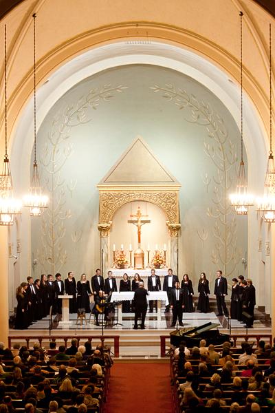 Donald
Kendrick conducts a Veterans Day tribute concert at Sacred Heart
Church.
