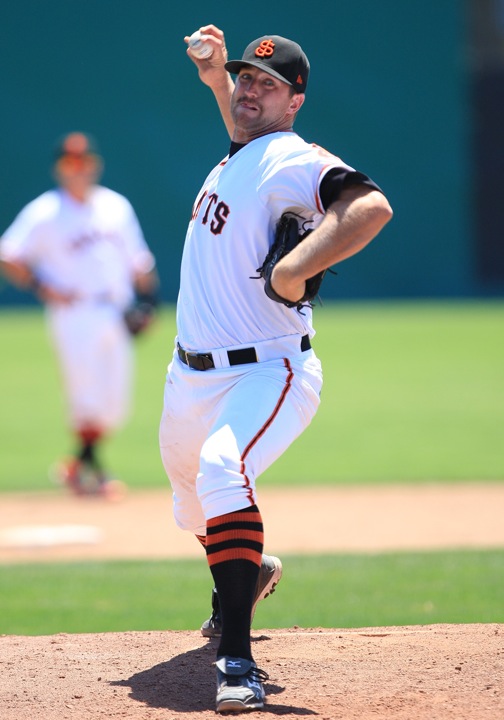 Mitch Lively has risen from single-A San Jose (pictured) to triple-A Fresno.
