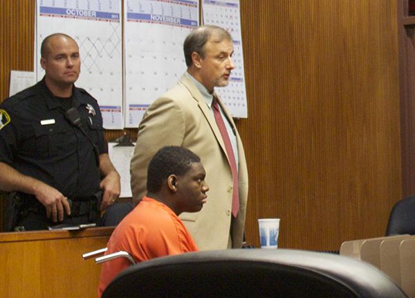 Quran Jones sits in the Sacramento Superior Court during a hearing in October.
