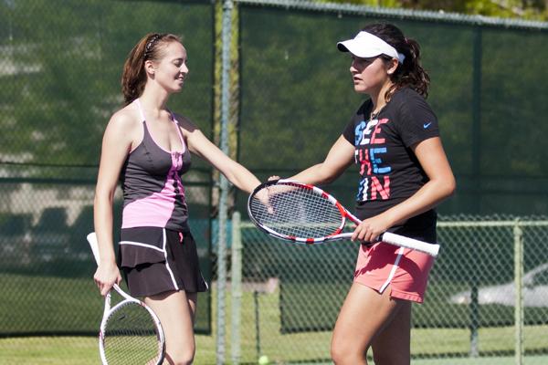 Senior Maria Meliuk, left, and senior Clarisse Baca are two of three seniors on the team. After winning the Big Sky Conference, the Hornets advance to the NCAA tournament.
