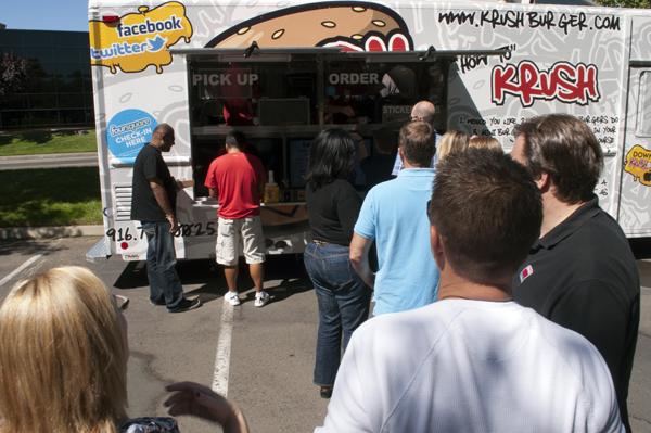 Krush Burger, formerly called Mini Burger, draws in a large crowd during lunch hours.
