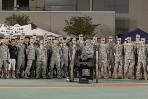ROTC does push-ups for military appreciation night