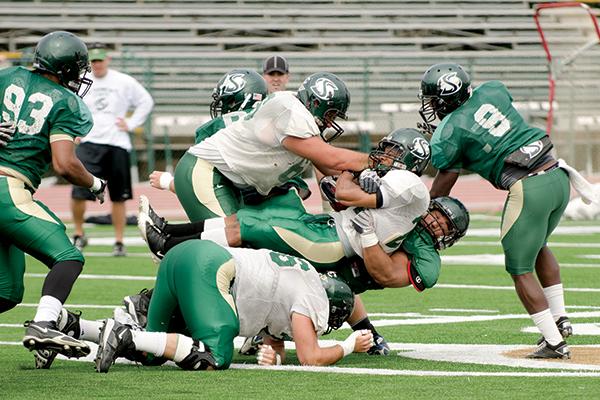 Action of the Hornets Fall 2012 preseason scrimmage. 

