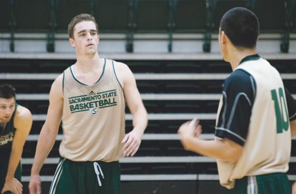 Sophomore point guard Dylan Garrity participates in basketball practice on Sept. 24. Last year Garrity was named Big Sky Conference Freshman of the Year and tied a Sacramento State single-season record by averaging 6.9 assists per game.
