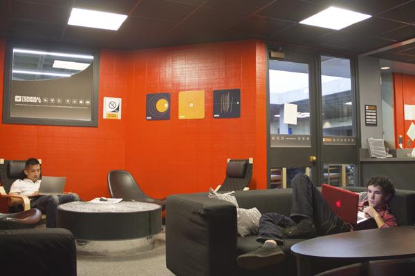 Located on the second floor of the Union at Sacramento State, the Terminal Lounge is where students can listen to music or watch videos.
