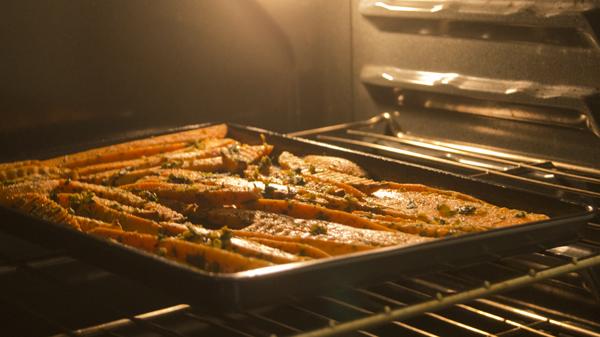 The sweet potato fries turn a nice golden brown when they are finished.
