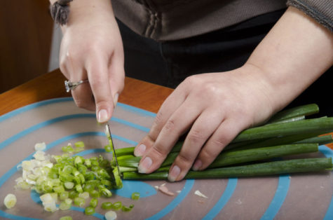 By adding a bunch of green onions, it will add a nice flavor to the fettuccine.
