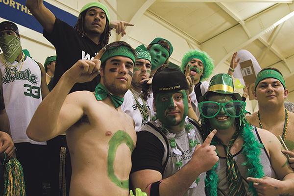 Football Team supports the basketball team on Thursday at the Nest agains the Eagles.
