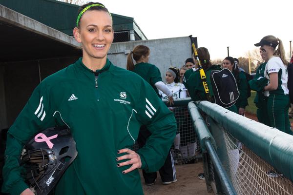 Marissa Navarro returned to the dugout as a volunteer assistant this spring after graduating in 2012.
