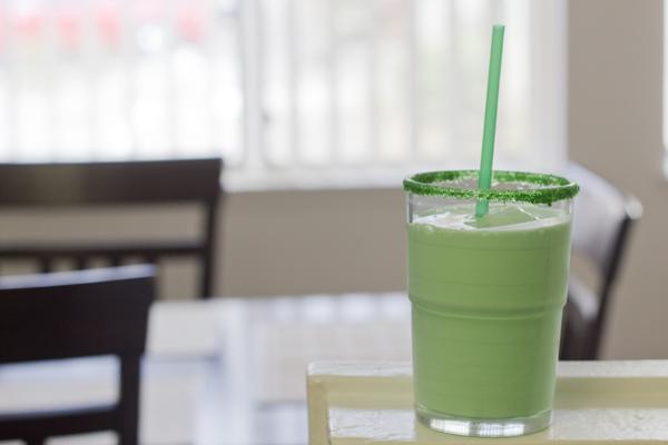 The shamrock shake with its mint and vanilla taste is ready to be enjoyed.
