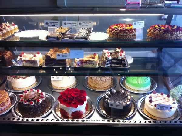 Ettores European Bakery and Restaurant has rows and rows of scrumptious baked goods on display in their restaurant.
