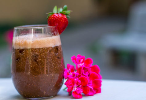 Cool down the agua fresca with ice, add your favorite fruit and serve.