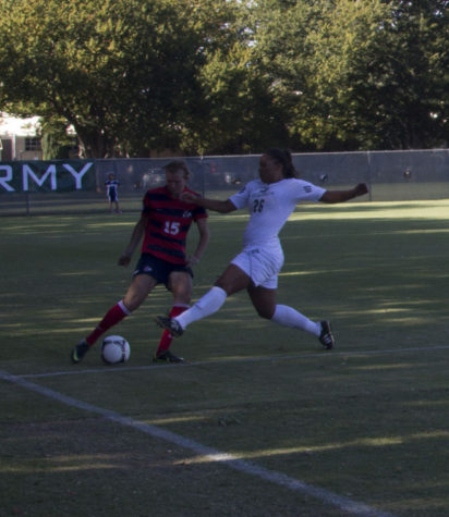 Forward sophomore Josie Jogwe steals the ball from Fresno’s Defense Kayla Kret in Friday’s game.