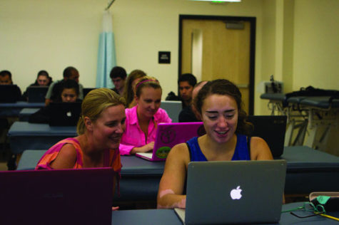 Nursing students prepare for class in Folsom Hall. Physical Therapy moved to the center this fall and will be soon joined by Speech Pathology.