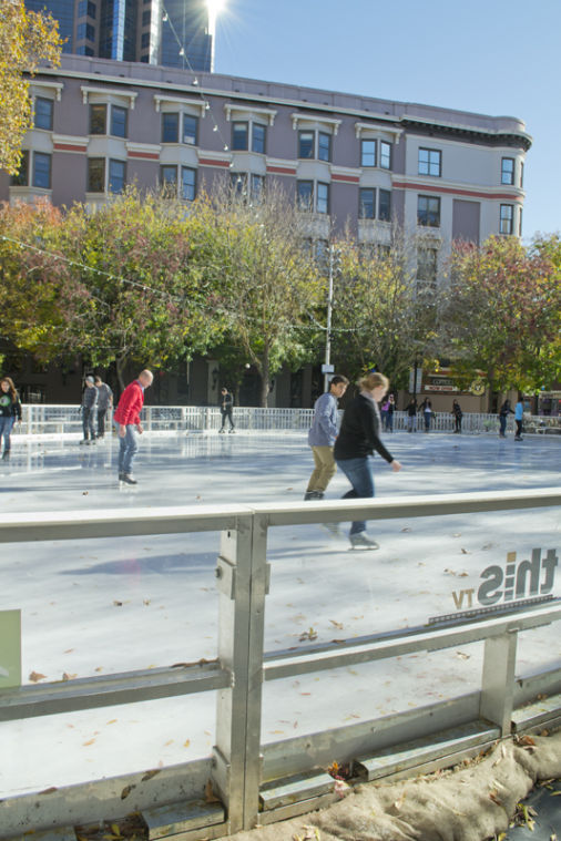 Located on K Street in Downtown Sacramento, the ice rink was first established in 1991 by the City of Sacramento. The Downtown Sacramento Partnership assumed operation and management of the rink.