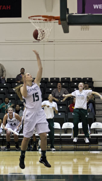 Senior forward Sadie Clements hits the game-winning shot to clinch a Big Sky Tournament berth Saturday afternoon in The Nest.