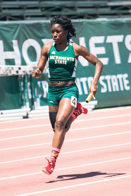 Dominique Whittington competes at an event held at Sac State in 2013.