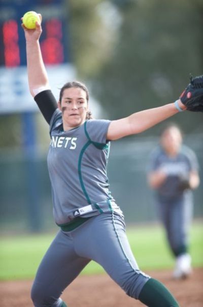 Sacramento State junior pitcher Caitlin Brooks winds up for a pitch during a game in Shea Stadium. 