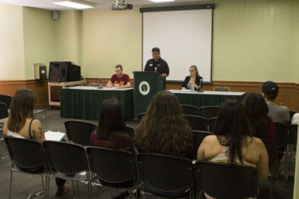 Approximately a dozen people attend the open forum Monday hosted by ASI, who are preparing for next weeks elections.