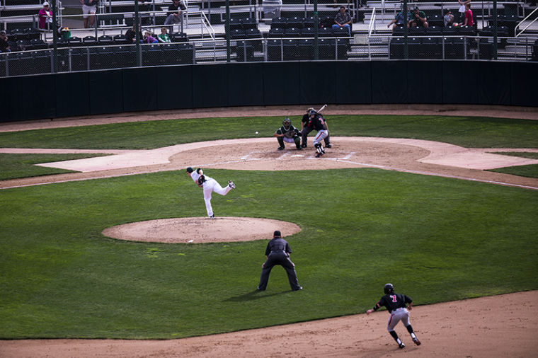 Hornet freshman pitcher No. 24, Sutter McLoughlin, pitched in relief in Sundays game against UC Riverside at John Smith Field. 